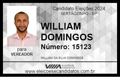 Candidato WILLIAM DOMINGOS 2024 - SERTÃOZINHO - Eleições