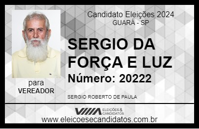 Candidato SERGIO DA FORÇA E LUZ 2024 - GUARÁ - Eleições