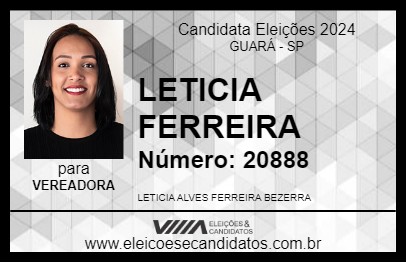 Candidato LETICIA FERREIRA 2024 - GUARÁ - Eleições