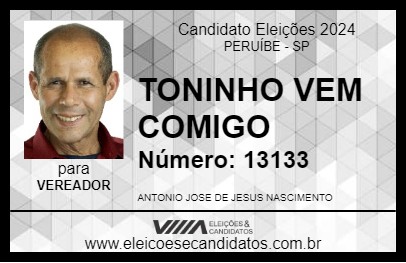 Candidato TONINHO VEM COMIGO 2024 - PERUÍBE - Eleições