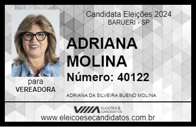 Candidato ADRIANA MOLINA 2024 - BARUERI - Eleições