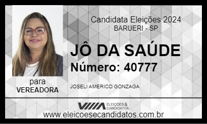 Candidato JÔ DA SAÚDE 2024 - BARUERI - Eleições