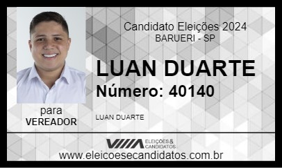 Candidato LUAN DUARTE 2024 - BARUERI - Eleições