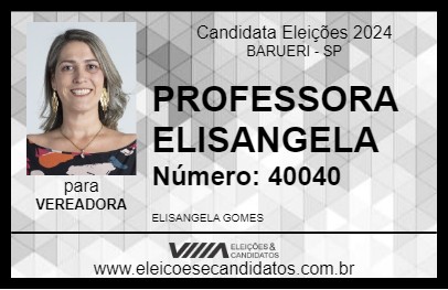 Candidato PROFESSORA ELISANGELA 2024 - BARUERI - Eleições