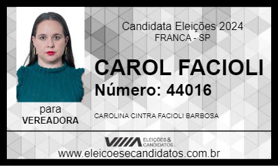 Candidato CAROL FACIOLI 2024 - FRANCA - Eleições