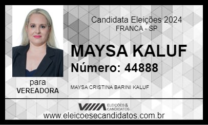 Candidato MAYSA KALUF 2024 - FRANCA - Eleições