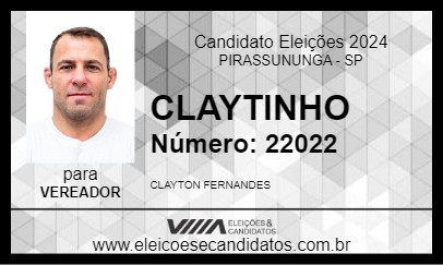 Candidato CLAYTINHO 2024 - PIRASSUNUNGA - Eleições