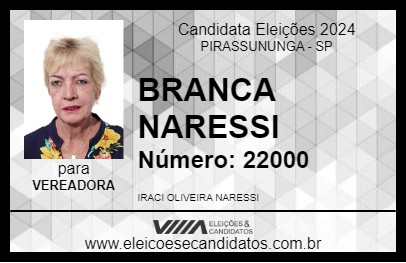 Candidato BRANCA NARESSI 2024 - PIRASSUNUNGA - Eleições