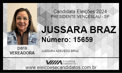 Candidato JUSSARA BRAZ 2024 - PRESIDENTE VENCESLAU - Eleições