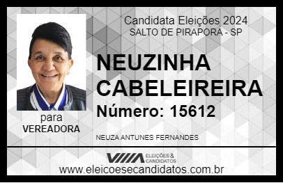 Candidato NEUZINHA CABELEIREIRA 2024 - SALTO DE PIRAPORA - Eleições