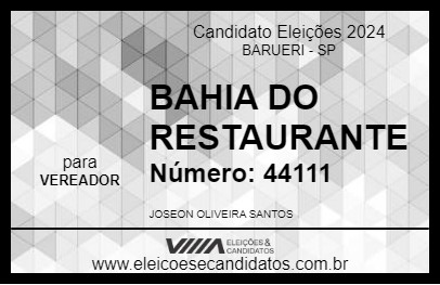 Candidato BAHIA DO RESTAURANTE 2024 - BARUERI - Eleições