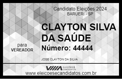 Candidato CLAYTON SILVA DA SAÚDE 2024 - BARUERI - Eleições