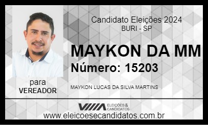 Candidato MAYKON DA MM 2024 - BURI - Eleições