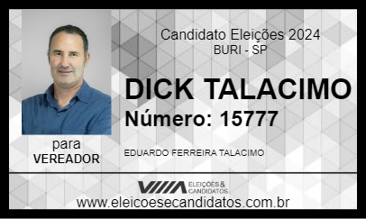 Candidato DICK TALACIMO 2024 - BURI - Eleições