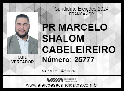 Candidato PR MARCELO SHALOM CABELEIREIRO 2024 - FRANCA - Eleições