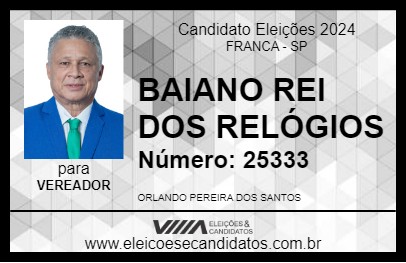 Candidato BAIANO REI DOS RELÓGIOS 2024 - FRANCA - Eleições