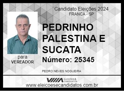 Candidato PEDRINHO PALESTINA E SUCATA 2024 - FRANCA - Eleições