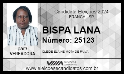 Candidato BISPA LANA 2024 - FRANCA - Eleições