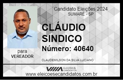 Candidato CLÁUDIO SINDICO 2024 - SUMARÉ - Eleições