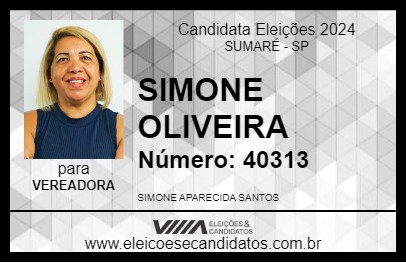 Candidato SIMONE OLIVEIRA 2024 - SUMARÉ - Eleições