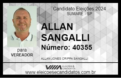 Candidato ALLAN SANGALLI 2024 - SUMARÉ - Eleições