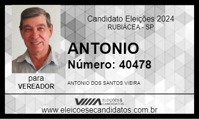 Candidato ANTONIO 2024 - RUBIÁCEA - Eleições