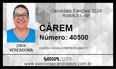 Candidato CÁREM 2024 - RUBIÁCEA - Eleições