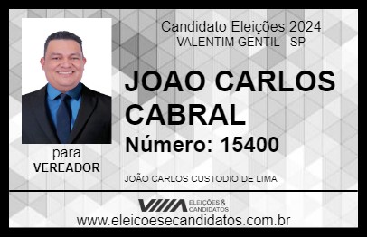 Candidato JOAO CARLOS CABRAL 2024 - VALENTIM GENTIL - Eleições