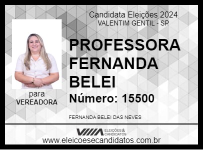 Candidato PROFESSORA FERNANDA BELEI 2024 - VALENTIM GENTIL - Eleições