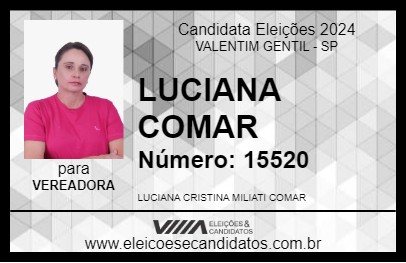 Candidato LUCIANA COMAR 2024 - VALENTIM GENTIL - Eleições