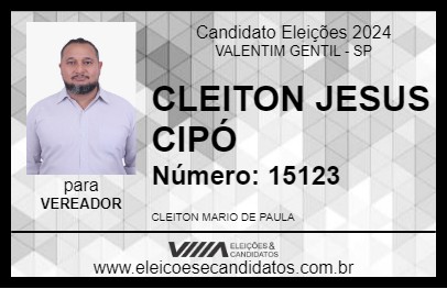 Candidato CLEITON JESUS CIPÓ 2024 - VALENTIM GENTIL - Eleições