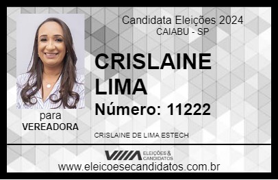 Candidato CRISLAINE LIMA 2024 - CAIABU - Eleições