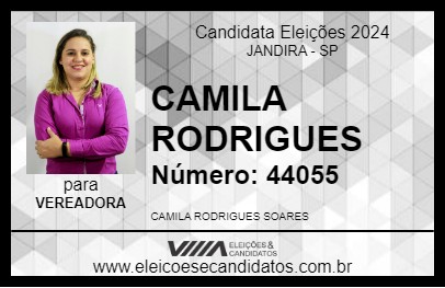 Candidato CAMILA RODRIGUES 2024 - JANDIRA - Eleições