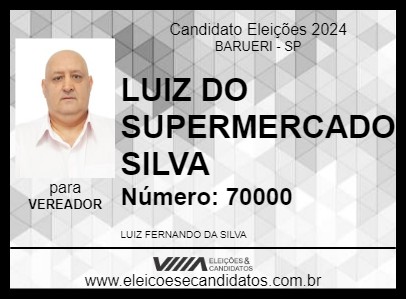 Candidato LUIZ DO SUPERMERCADO SILVA 2024 - BARUERI - Eleições