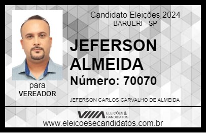 Candidato JEFERSON ALMEIDA 2024 - BARUERI - Eleições