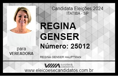 Candidato REGINA GENSER 2024 - ITATIBA - Eleições