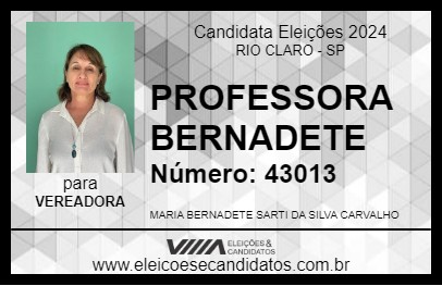 Candidato PROFESSORA BERNADETE 2024 - RIO CLARO - Eleições