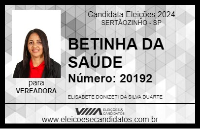 Candidato BETINHA DA SAÚDE 2024 - SERTÃOZINHO - Eleições