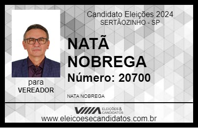 Candidato NATÃ NOBREGA 2024 - SERTÃOZINHO - Eleições