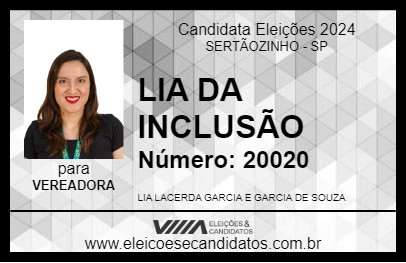 Candidato LIA DA INCLUSÃO 2024 - SERTÃOZINHO - Eleições