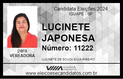 Candidato LUCINETE JAPONESA 2024 - IGUAPE - Eleições