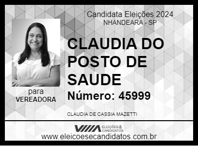 Candidato CLAUDIA MAZETTI 2024 - NHANDEARA - Eleições