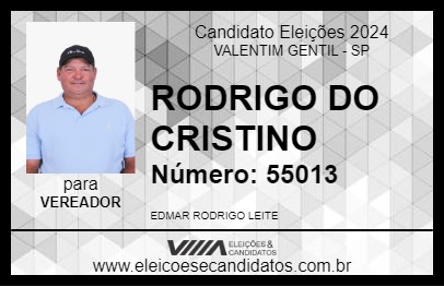 Candidato RODRIGO DO CRISTINO 2024 - VALENTIM GENTIL - Eleições