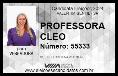 Candidato PROFESSORA CLEO 2024 - VALENTIM GENTIL - Eleições