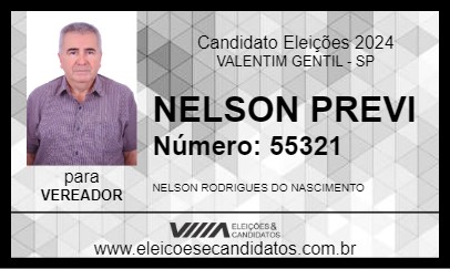 Candidato NELSON PREVI 2024 - VALENTIM GENTIL - Eleições