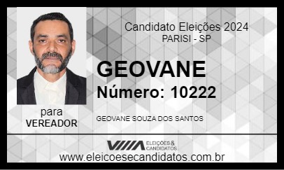 Candidato GEOVANE 2024 - PARISI - Eleições