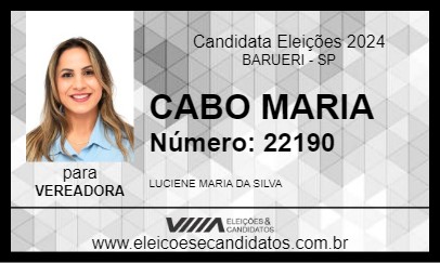 Candidato CABO MARIA 2024 - BARUERI - Eleições