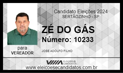 Candidato ZÉ DO GÁS 2024 - SERTÃOZINHO - Eleições