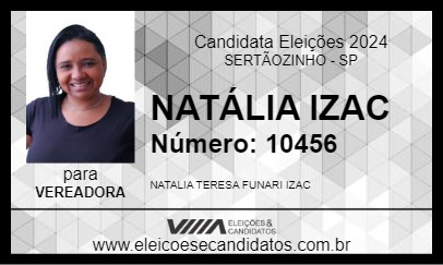 Candidato NATÁLIA IZAC 2024 - SERTÃOZINHO - Eleições