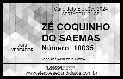 Candidato ZÉ COQUINHO 2024 - SERTÃOZINHO - Eleições